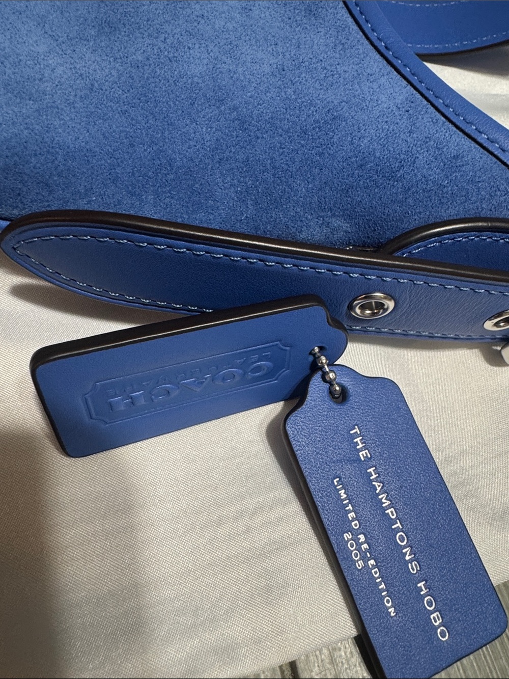 Coach Blue Suede Shoulder Bag - Picture 7 of 16